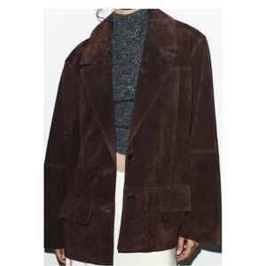 ZARA suede leather oversized blazer
